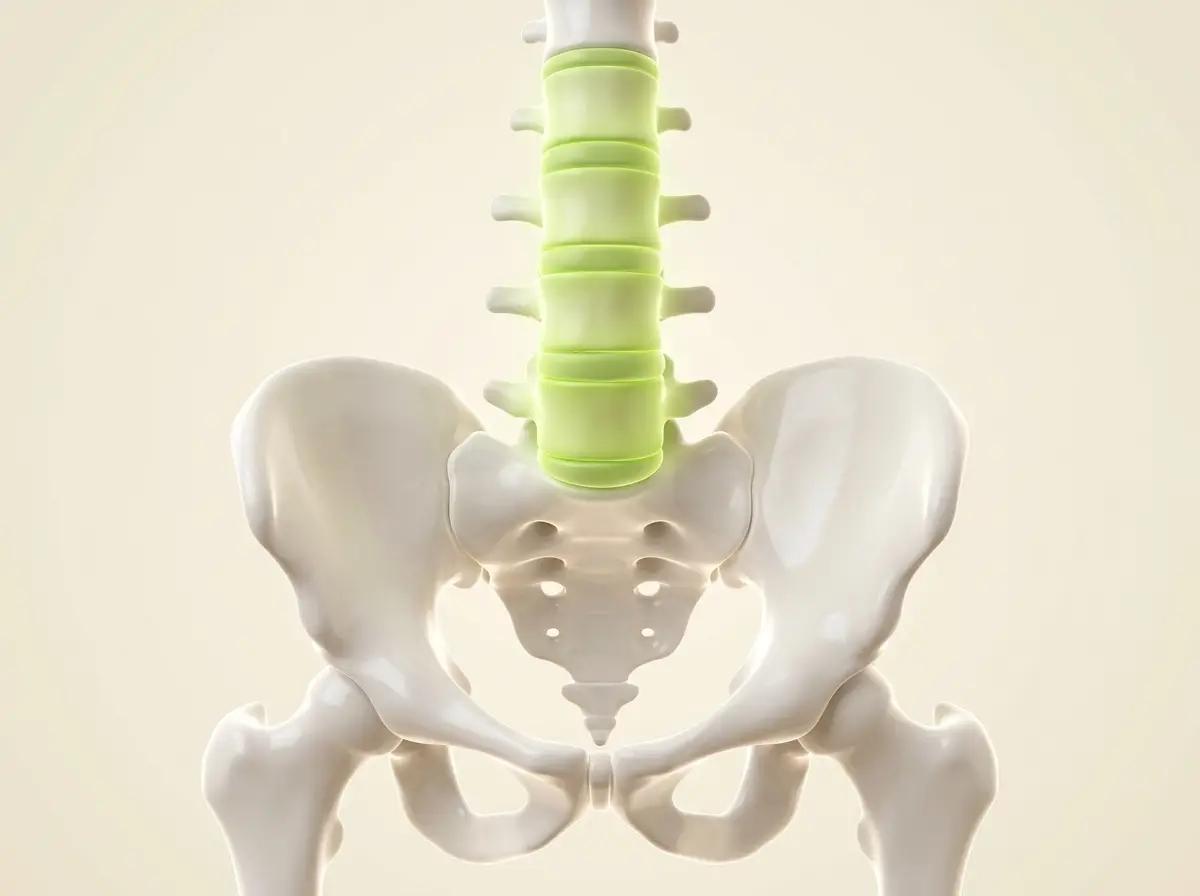 Illustration of the lumbar spine and pelvis anatomy