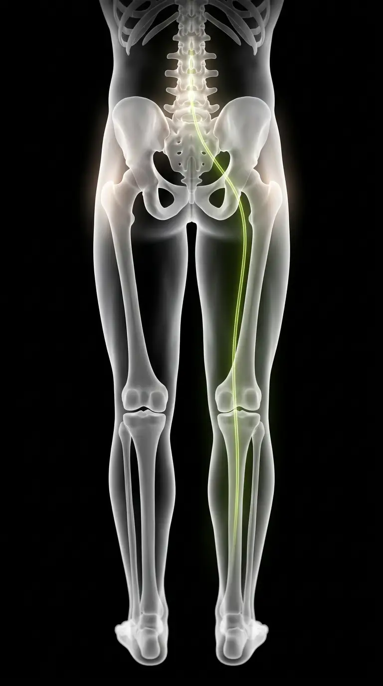 3D lumbar spine, pelvis, and sciatic nerve pathway visualization