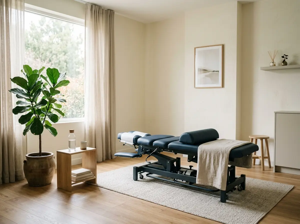 Calm treatment room with an intersegmental traction table