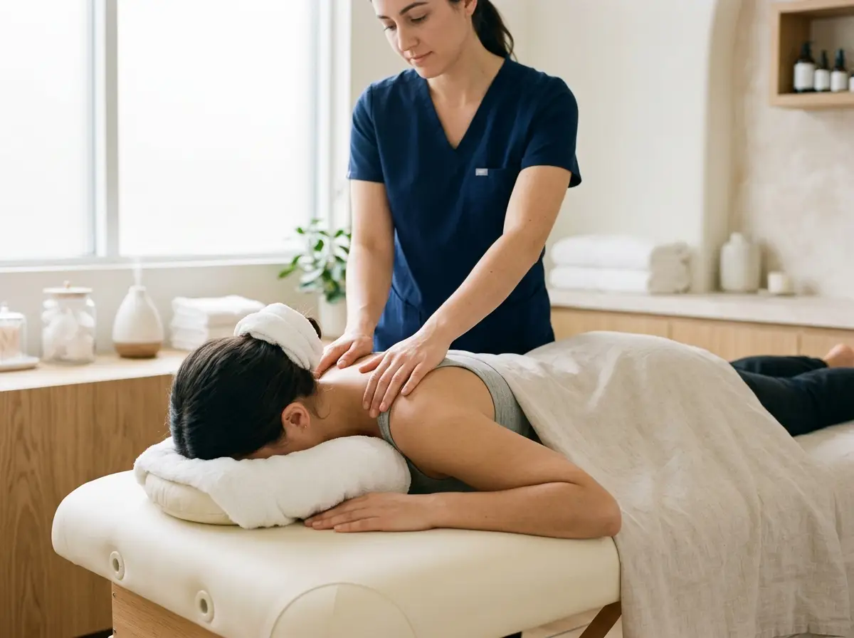 Patient relaxing during gentle soft-tissue therapy