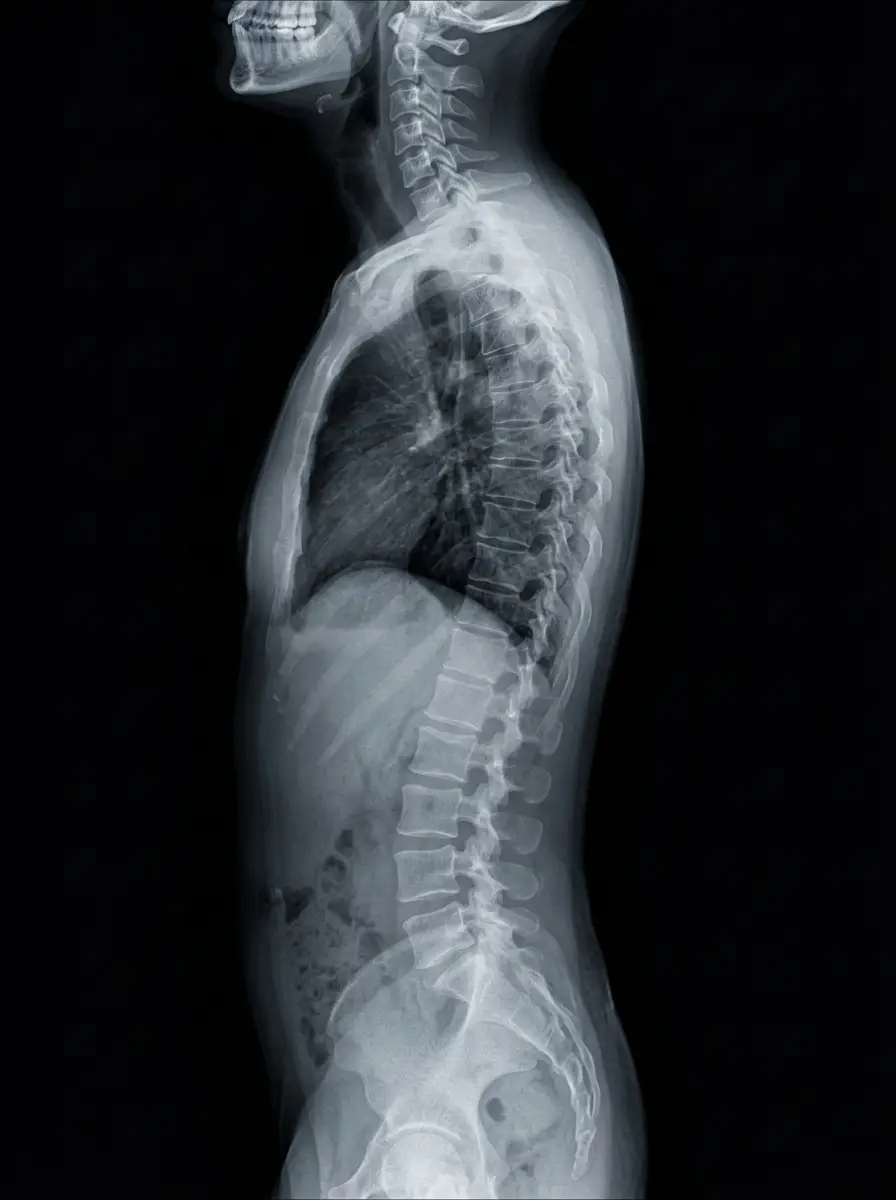 Digital X-ray of a full spine from the side