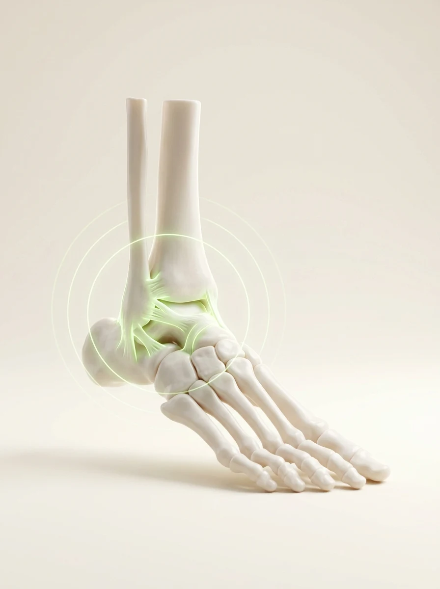 Clinical anatomy illustration showing lower-leg overuse stress